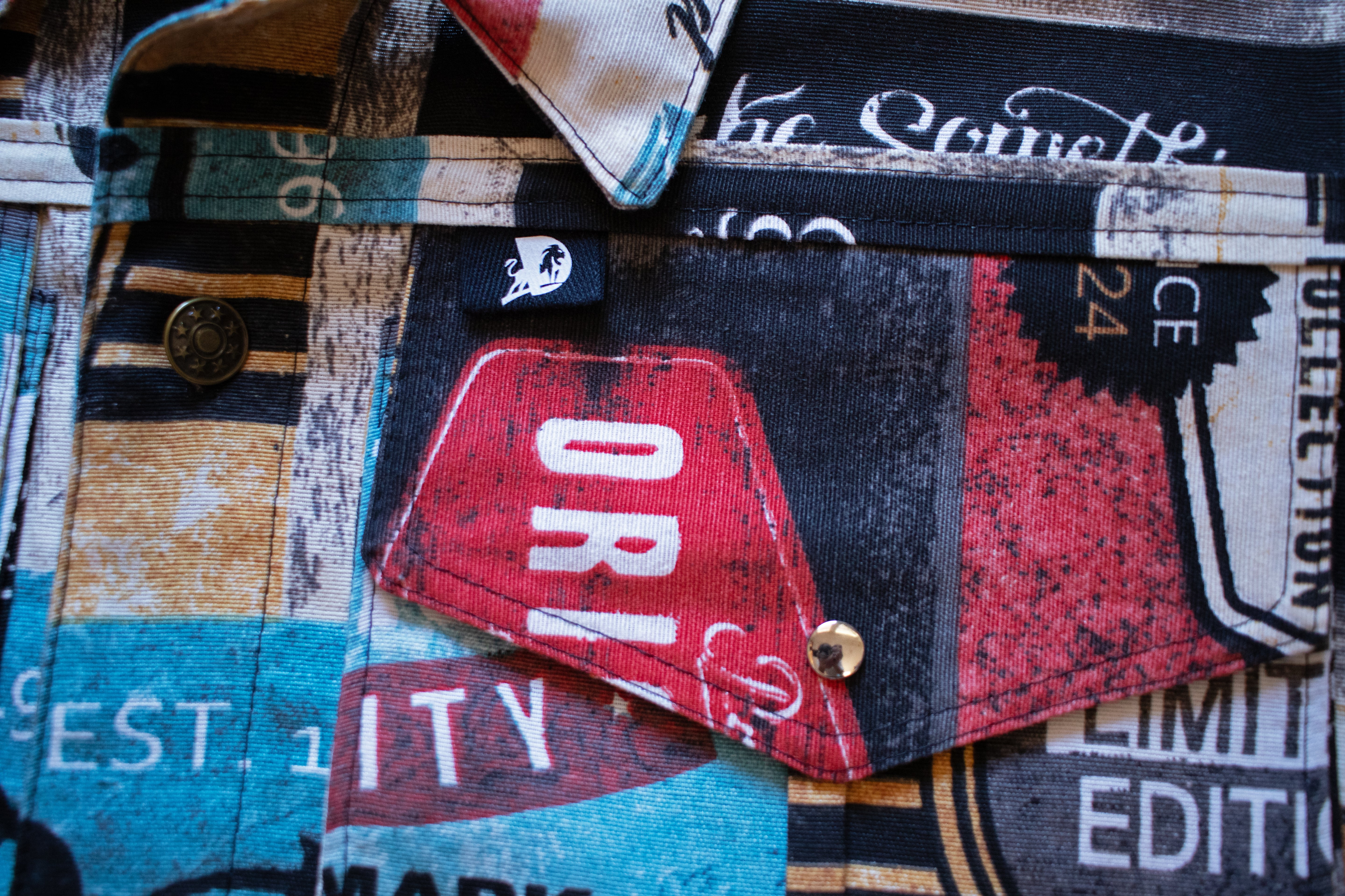 vintage Advertising banners jacket.