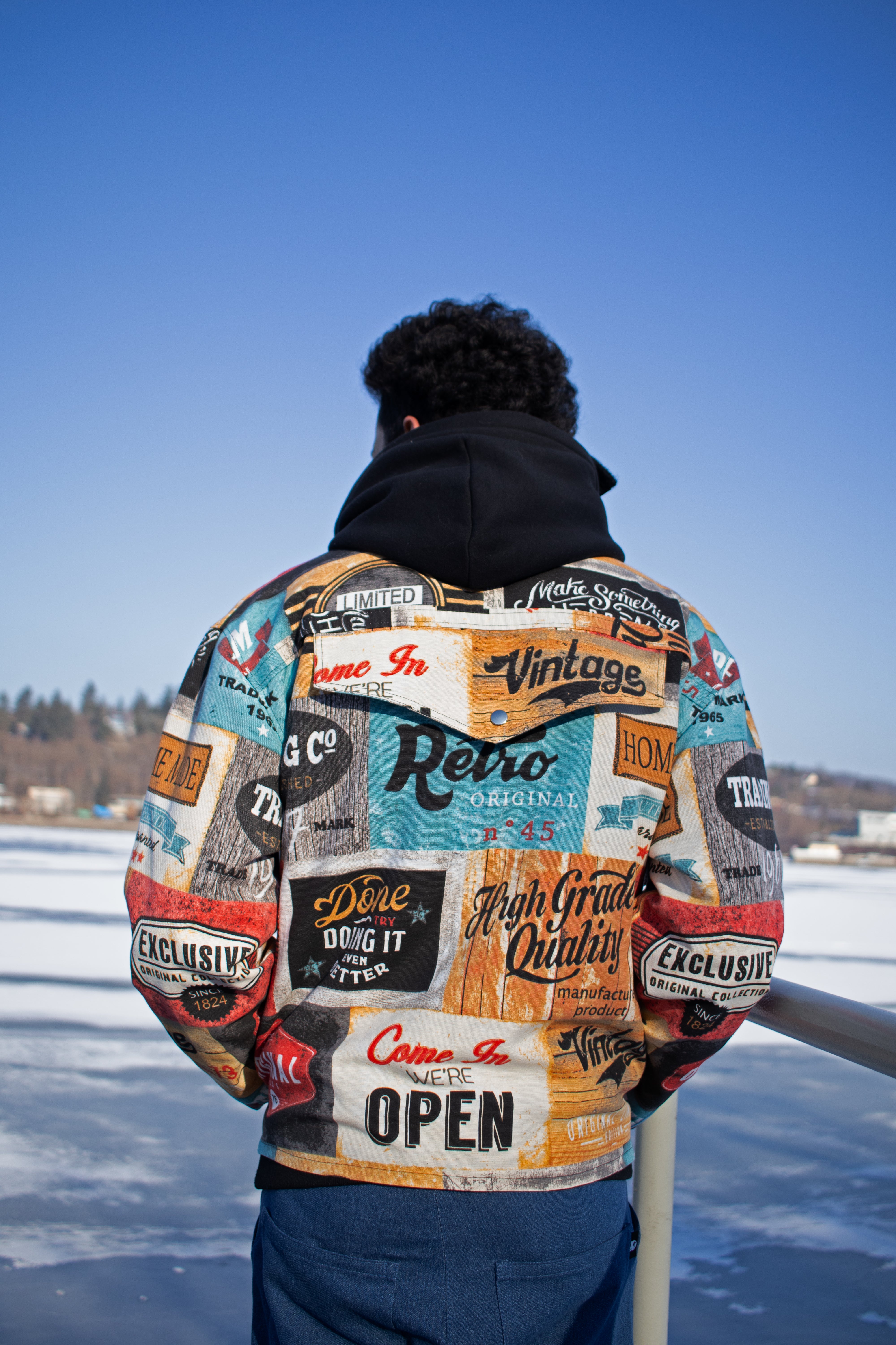 vintage Advertising banners jacket.